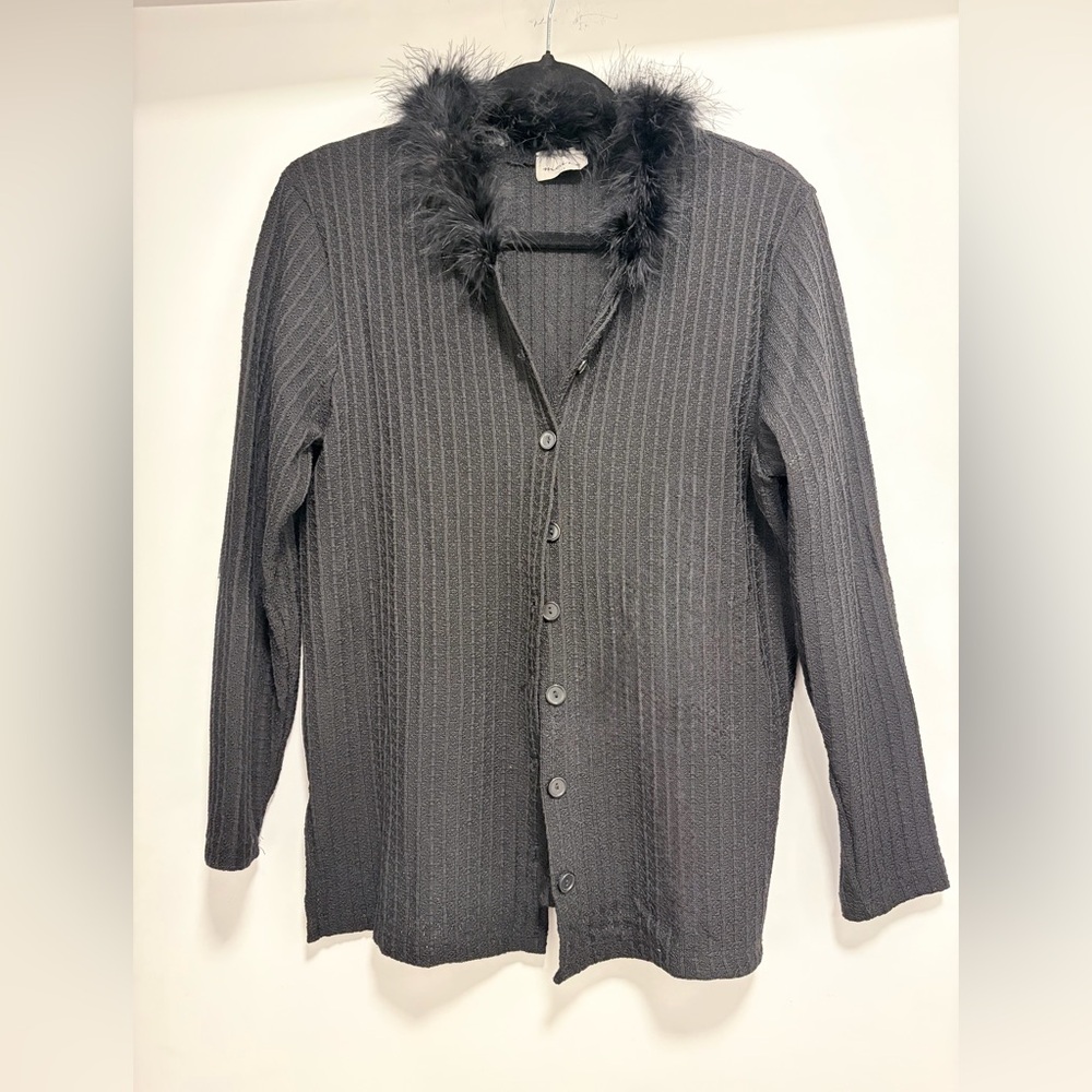 Vintage 90s Feather Trim Cardigan